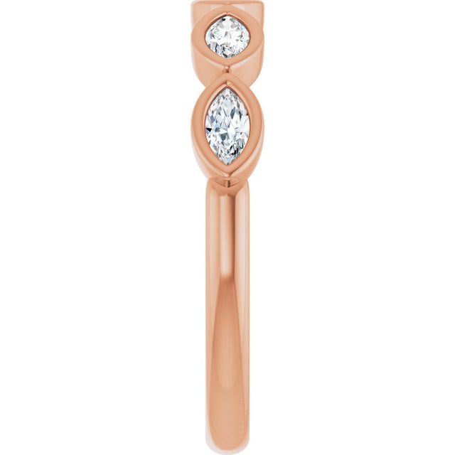 14K Gold Marquise Natural Diamond Bezel-Set Anniversary Band – 1/3–5/8 CTW - Rose Gold - view 4