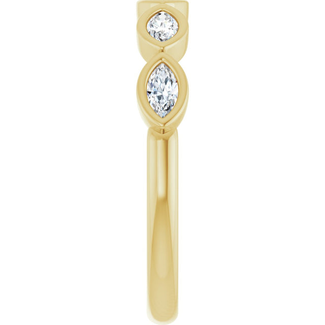 14K Gold Marquise Natural Diamond Bezel-Set Anniversary Band – 1/3–5/8 CTW - Yellow Gold - view 4