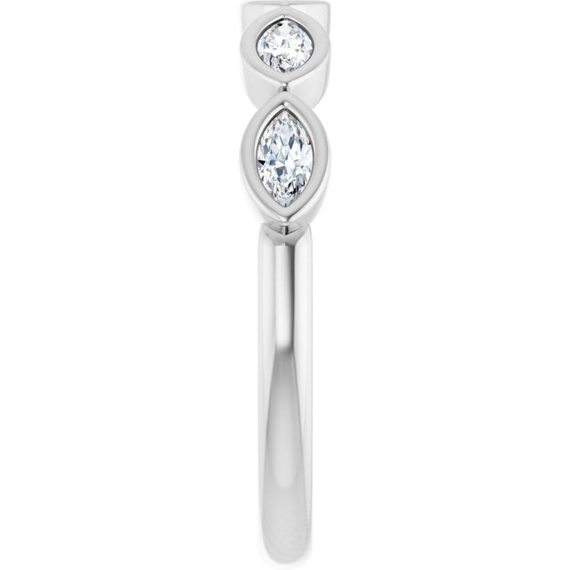 Platinum Marquise Natural Diamond Bezel-Set Anniversary Band – 1/3–5/8 CTW - view 4