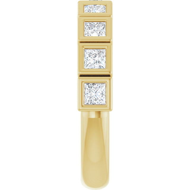 14K Gold Square Lab-Grown Diamond Bezel-Set Anniversary Band – 1/2–2 CTW - Yellow Gold - view 4