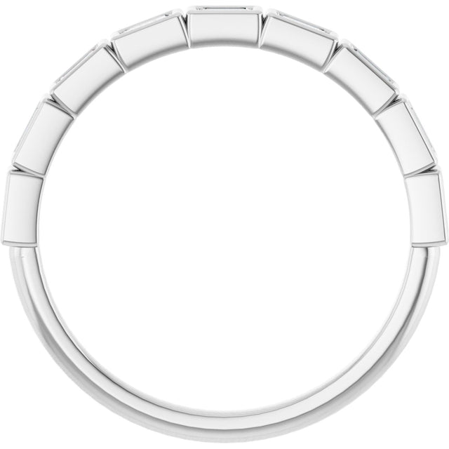 10K Gold Straight Baguette Lab-Grown Diamond Bezel-Set Anniversary Band – 1/6–3/8 CTW - White Gold - view 2