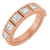 10K Gold Square Natural Diamond Bezel-Set Anniversary Band – 9/10–2 3/4 CTW - Rose Gold