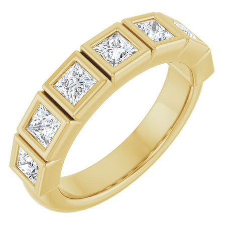 10K Gold Square Lab-Grown Diamond Bezel-Set Anniversary Band – 3/4–2 CTW - Yellow Gold