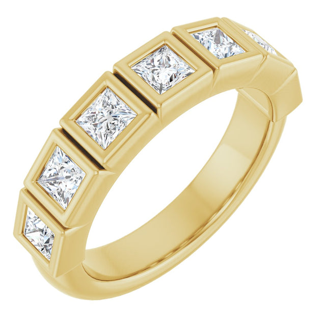 10K Gold Square Natural Diamond Bezel-Set Anniversary Band – 9/10–2 3/4 CTW - Yellow Gold