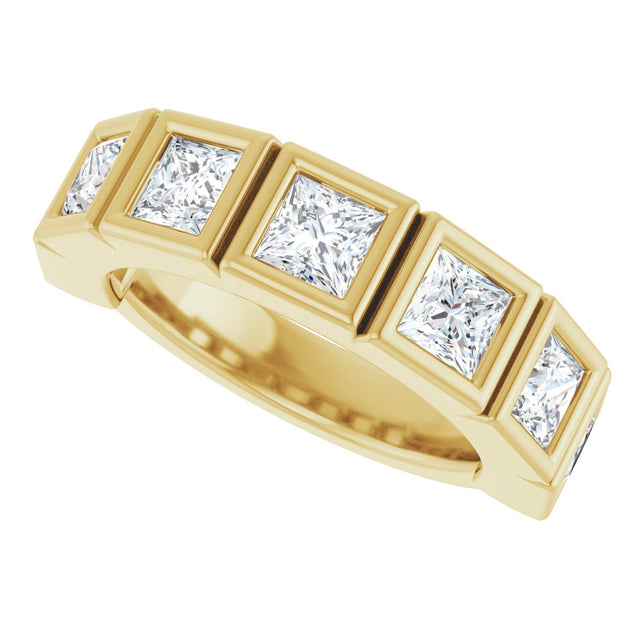 10K Gold Square Lab-Grown Diamond Bezel-Set Anniversary Band – 2 3/4 CTW - Yellow Gold - view 5