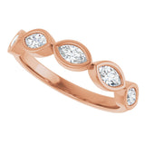 14K Gold Marquise Natural Diamond Bezel-Set Anniversary Band – 1/3–5/8 CTW - Rose Gold - view 5
