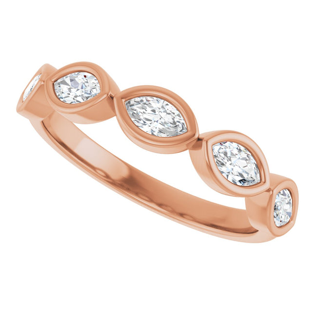 14K Gold Marquise Natural Diamond Bezel-Set Anniversary Band – 1/3–5/8 CTW - Rose Gold - view 5