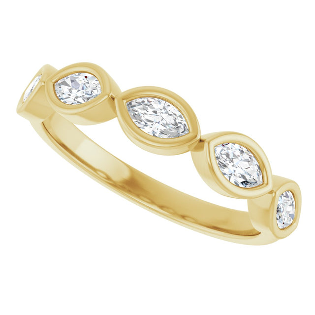 14K Gold Marquise Natural Diamond Bezel-Set Anniversary Band – 1/3–5/8 CTW - Yellow Gold - view 5