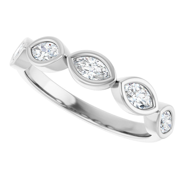 Platinum Marquise Lab-Grown Diamond Bezel-Set Anniversary Band – 4.5x2.5 mm Stones - view 5