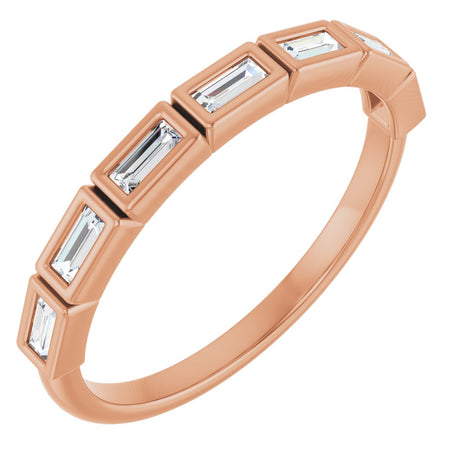 10K Gold Straight Baguette Lab-Grown Diamond Bezel-Set Anniversary Band – 1/6–3/8 CTW - Rose Gold