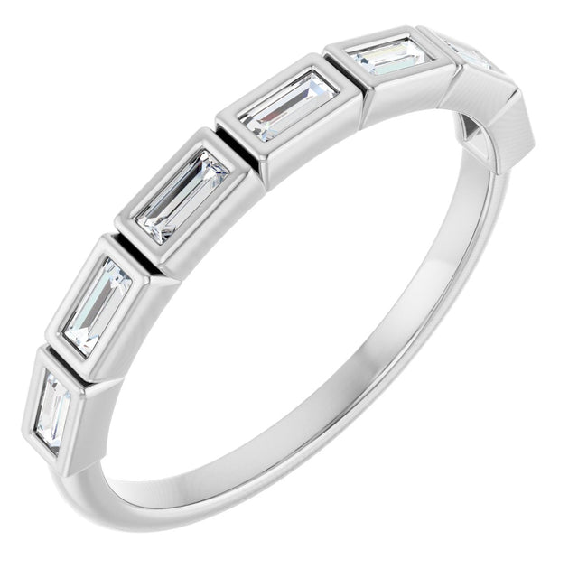14K Gold Straight Baguette Lab-Grown Diamond Bezel-Set Anniversary Band – 1/6–3/8 CTW - White Gold
