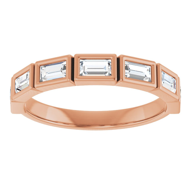 10K Gold Straight Baguette Natural Diamond Bezel-Set Anniversary Band – 1/2–3/4 CTW - Rose Gold - view 3