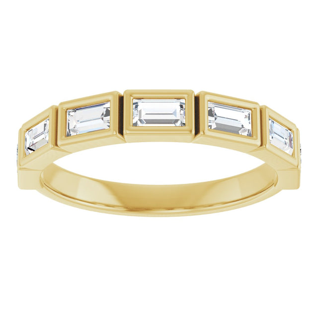 10K Gold Straight Baguette Lab-Grown Diamond Bezel-Set Anniversary Band – 1/2–3/4 CTW - Yellow Gold - view 3