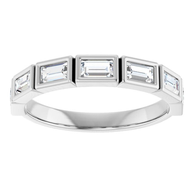 10K Gold Straight Baguette Lab-Grown Diamond Bezel-Set Anniversary Band – 1/2–3/4 CTW - White Gold - view 3