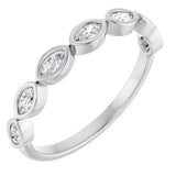 14K Gold Marquise Lab-Grown Diamond Bezel-Set Anniversary Band – 3.5x1.75 mm Stones - White Gold