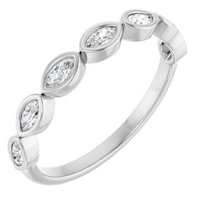 Platinum Marquise Lab-Grown Diamond Bezel-Set Anniversary Band – 3.5x1.75 mm Stones