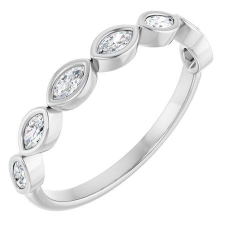Platinum Marquise Lab-Grown Diamond Bezel-Set Anniversary Band – 3.5x1.75 mm Stones