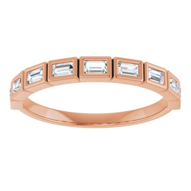 10K Gold Straight Baguette Natural Diamond Bezel-Set Anniversary Band – 1/6–3/8 CTW - Rose Gold - view 3