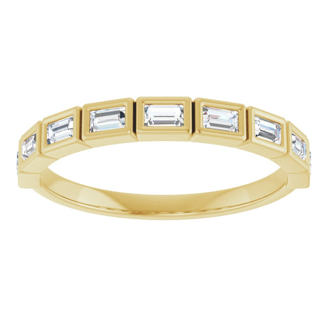 10K Gold Straight Baguette Lab-Grown Diamond Bezel-Set Anniversary Band – 1/6–3/8 CTW - Yellow Gold - view 3