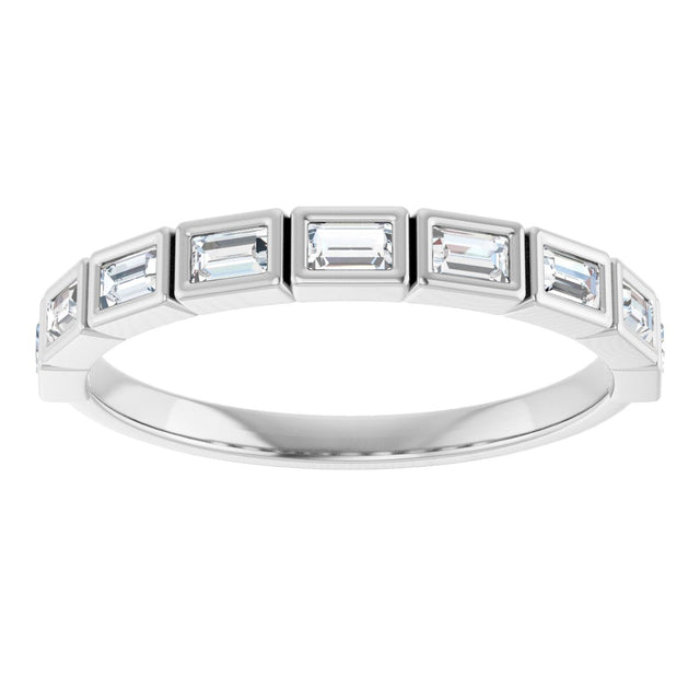 10K Gold Straight Baguette Natural Diamond Bezel-Set Anniversary Band – 1/6–3/8 CTW - White Gold - view 3