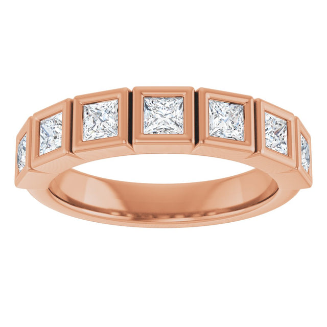 10K Gold Square Natural Diamond Bezel-Set Anniversary Band – 9/10–2 3/4 CTW - Rose Gold - view 3