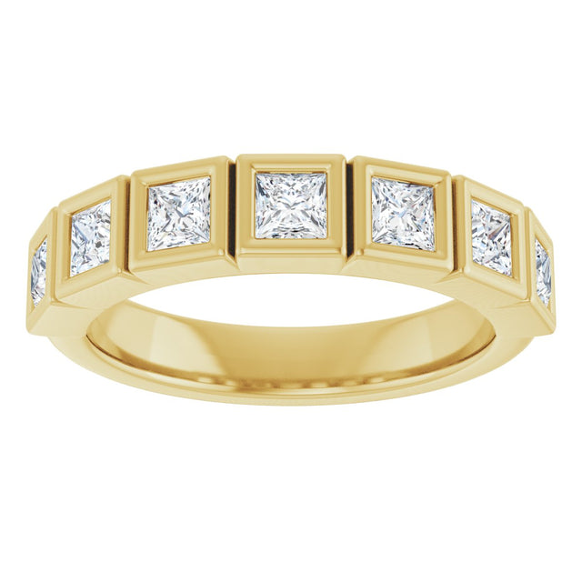 10K Gold Square Natural Diamond Bezel-Set Anniversary Band – 9/10–2 3/4 CTW - Yellow Gold - view 3