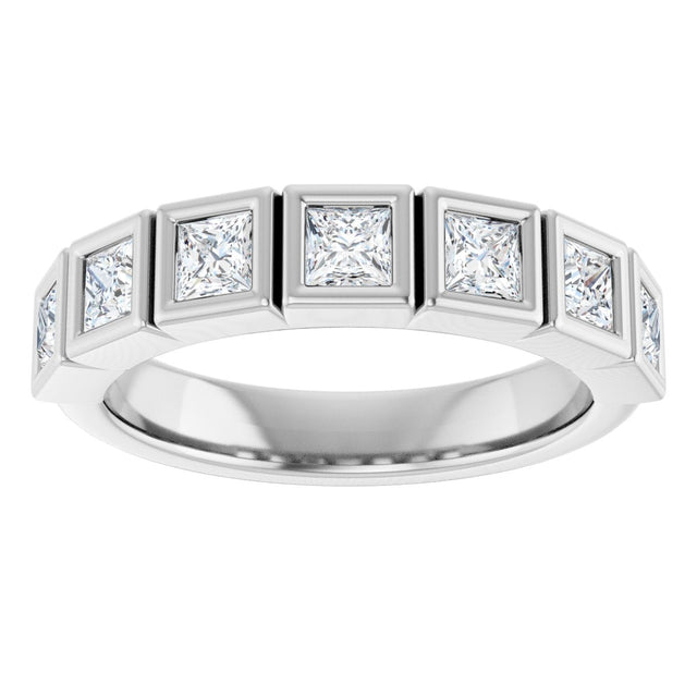 Platinum Square Natural Diamond Bezel-Set Anniversary Band – 1/6–2 3/4 CTW - view 3