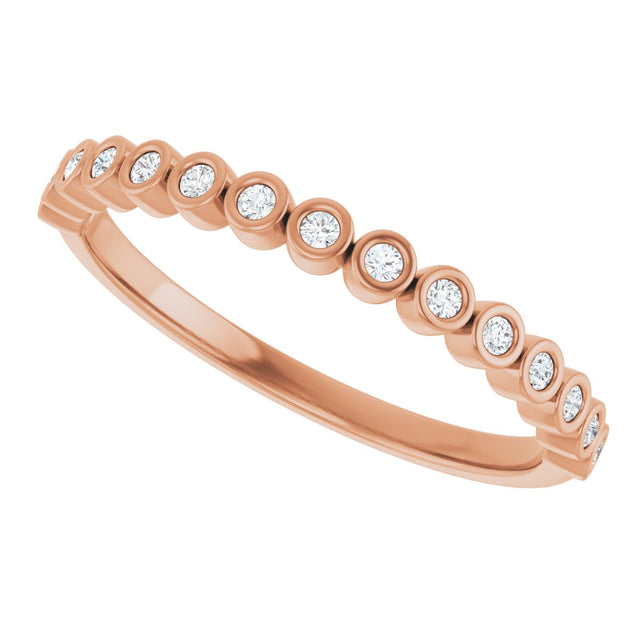 10K Gold Round Lab-Grown Diamond Bezel-Set Anniversary Band – .08–1/5 CTW - Rose Gold - view 5