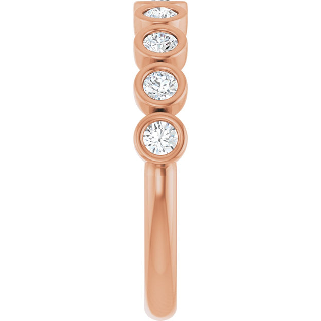 10K Gold Round Lab-Grown Diamond Bezel-Set Anniversary Band – 1/4–7/8 CTW - Rose Gold - view 4