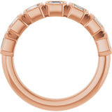 14K Gold Asscher Lab-Grown Diamond Bezel-Set Anniversary Band – 3x3 mm Stones - Rose Gold - view 2