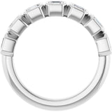 Platinum Asscher Lab-Grown Diamond Bezel-Set Anniversary Band – 3x3 mm Stones - view 2