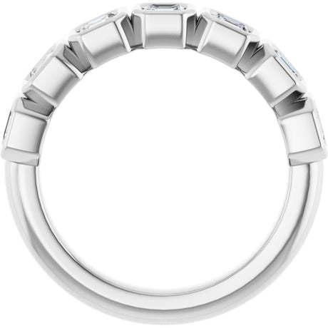 Platinum Asscher Lab-Grown Diamond Bezel-Set Anniversary Band – 3x3 mm Stones - view 2