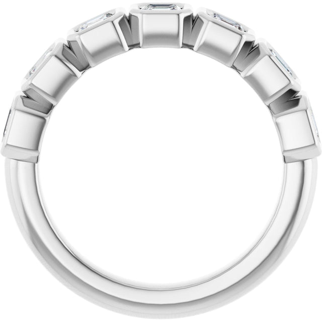Platinum Asscher Lab-Grown Diamond Bezel-Set Anniversary Band – 3x3 mm Stones - view 2