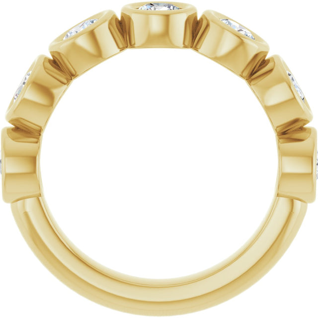10K Gold Round Lab-Grown Diamond Bezel-Set Anniversary Band – 1–1 1/3 CTW - Yellow Gold - view 2