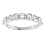 Platinum Asscher Lab-Grown Diamond Bezel-Set Anniversary Band – 2x2 mm Stones - view 3