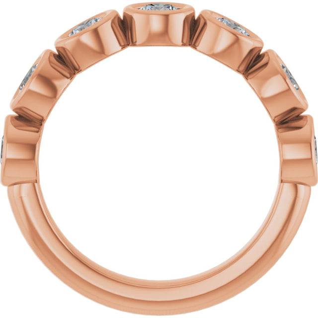 14K Gold Round Lab-Grown Diamond Bezel-Set Anniversary Band – 1–1 1/3 CTW - Rose Gold - view 2