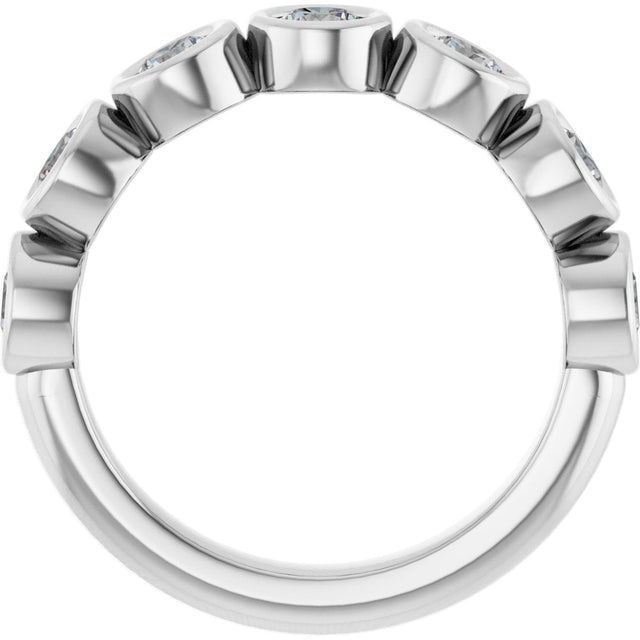 10K Gold Round Lab-Grown Diamond Bezel-Set Anniversary Band – 1–1 1/3 CTW - White Gold - view 2