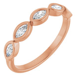 14K Gold Marquise Natural Diamond Bezel-Set Anniversary Band – 1/3–5/8 CTW - Rose Gold