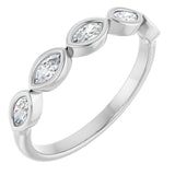 14K Gold Marquise Natural Diamond Bezel-Set Anniversary Band – 1/3–5/8 CTW - White Gold