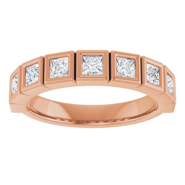 14K Gold Square Natural Diamond Bezel-Set Anniversary Band – 1/6–3/4 CTW - Rose Gold - view 3