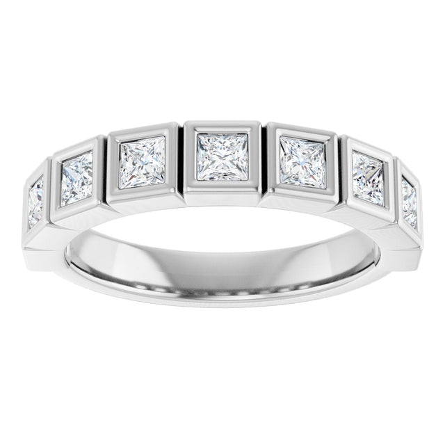 Platinum Square Natural Diamond Bezel-Set Anniversary Band – 1/6–2 3/4 CTW - view 3