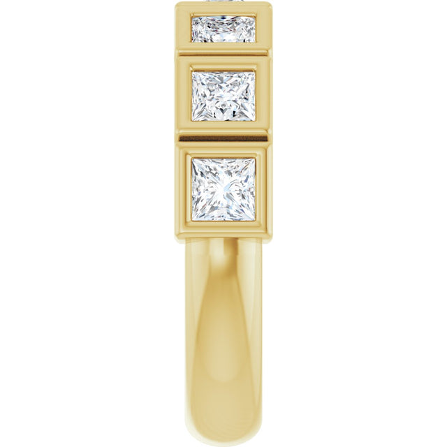 10K Gold Square Lab-Grown Diamond Bezel-Set Anniversary Band – 3/4–2 CTW - Yellow Gold - view 4