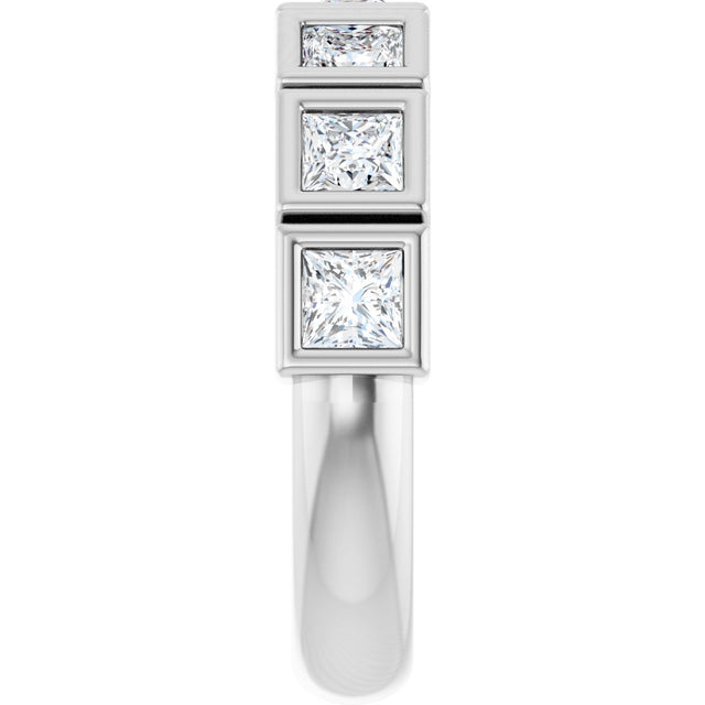 Platinum Square Natural Diamond Bezel-Set Anniversary Band – 1/6–2 3/4 CTW - view 4