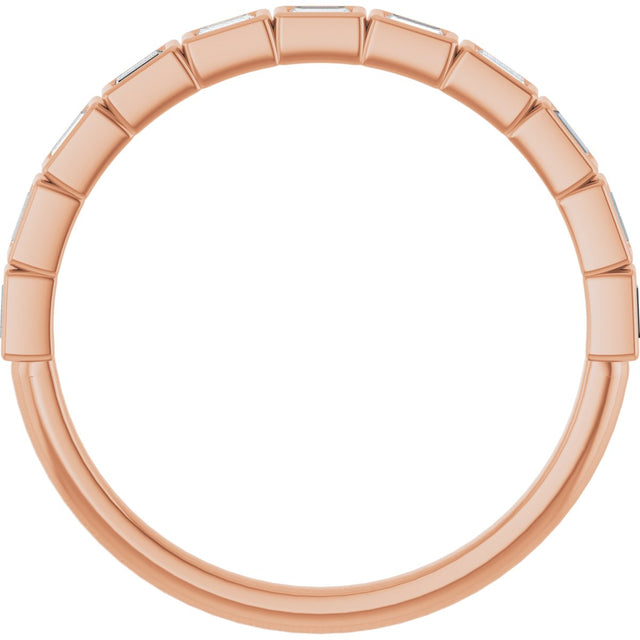 14K Gold Straight Baguette Lab-Grown Diamond Bezel-Set Anniversary Band – 1/6–3/8 CTW - Rose Gold - view 2