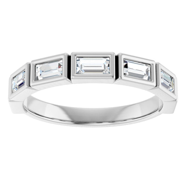 10K Gold Straight Baguette Lab-Grown Diamond Bezel-Set Anniversary Band – 1/2–3/4 CTW - White Gold - view 3