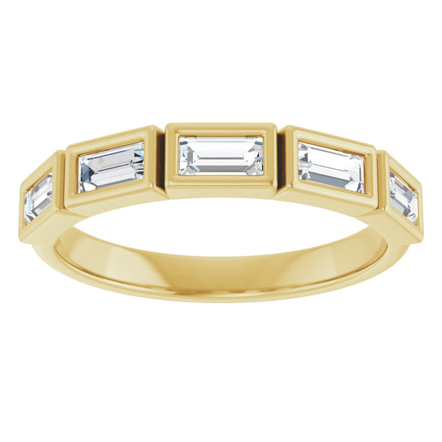 10K Gold Straight Baguette Lab-Grown Diamond Bezel-Set Anniversary Band – 1/2–3/4 CTW - Yellow Gold - view 3