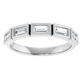 10K Gold Straight Baguette Natural Diamond Bezel-Set Anniversary Band – 1/2–3/4 CTW - White Gold - view 3