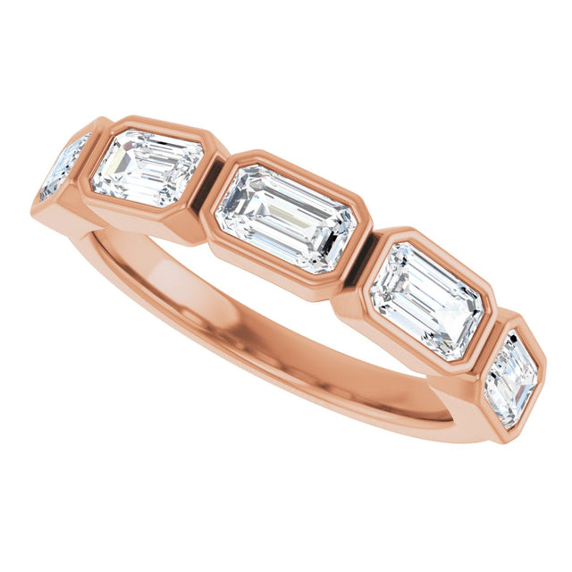 14K Gold Emerald Lab-Grown Diamond Bezel-Set Anniversary Band – 1 1/2 CTW - Rose Gold - view 5