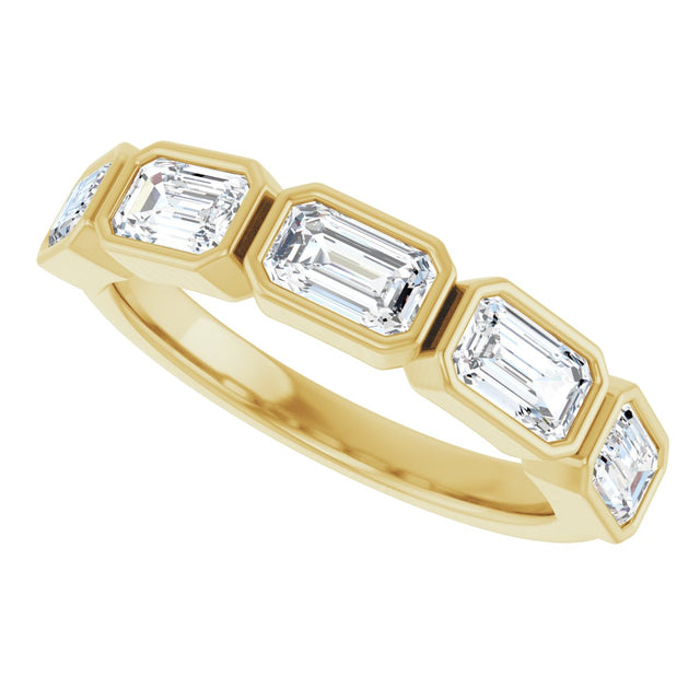 10K Gold Emerald Natural Diamond Bezel-Set Anniversary Band – 1 3/4 CTW - Yellow Gold - view 5
