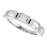 10K Gold Emerald Lab-Grown Diamond Bezel-Set Anniversary Band – 1 5/8 CTW - White Gold - view 5
